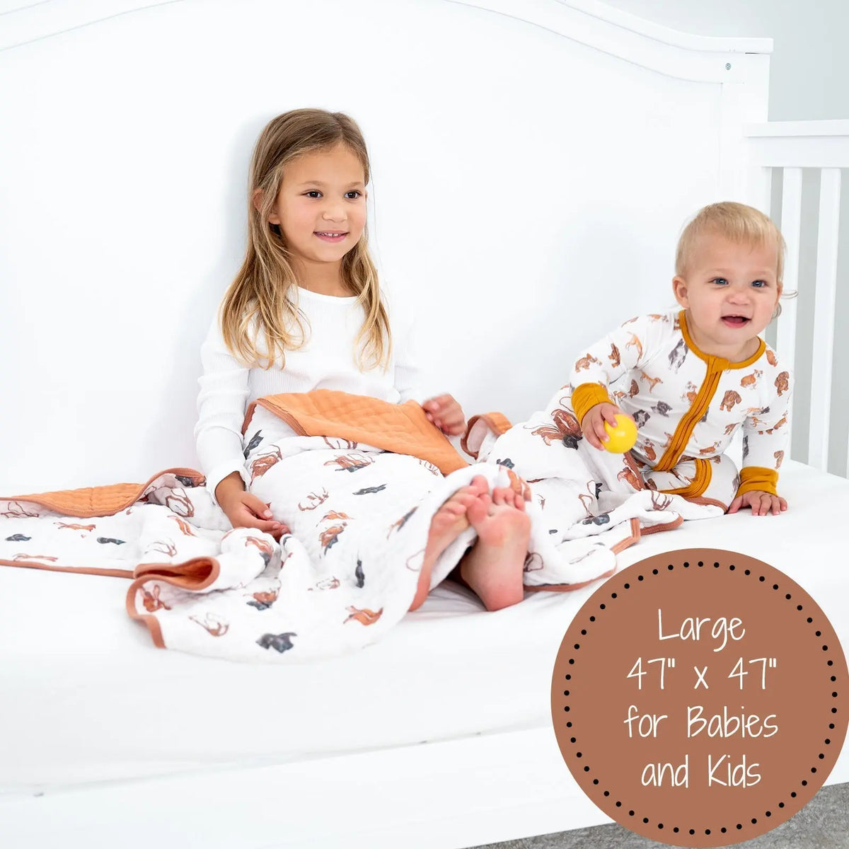 LollyBanks LollyBanks Muslin Baby Blanket, 100% Cotton Lightweight Baby Quilt, 47"x 47" and 6 Layers Newborn Blanket, (Cowboy Print) - 