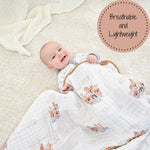 LollyBanks LollyBanks Muslin Baby Blanket, 100% Cotton Lightweight Baby Quilt, 47"x 47" and 6 Layers Newborn Blanket, (Noah's Ark Pattern) - 