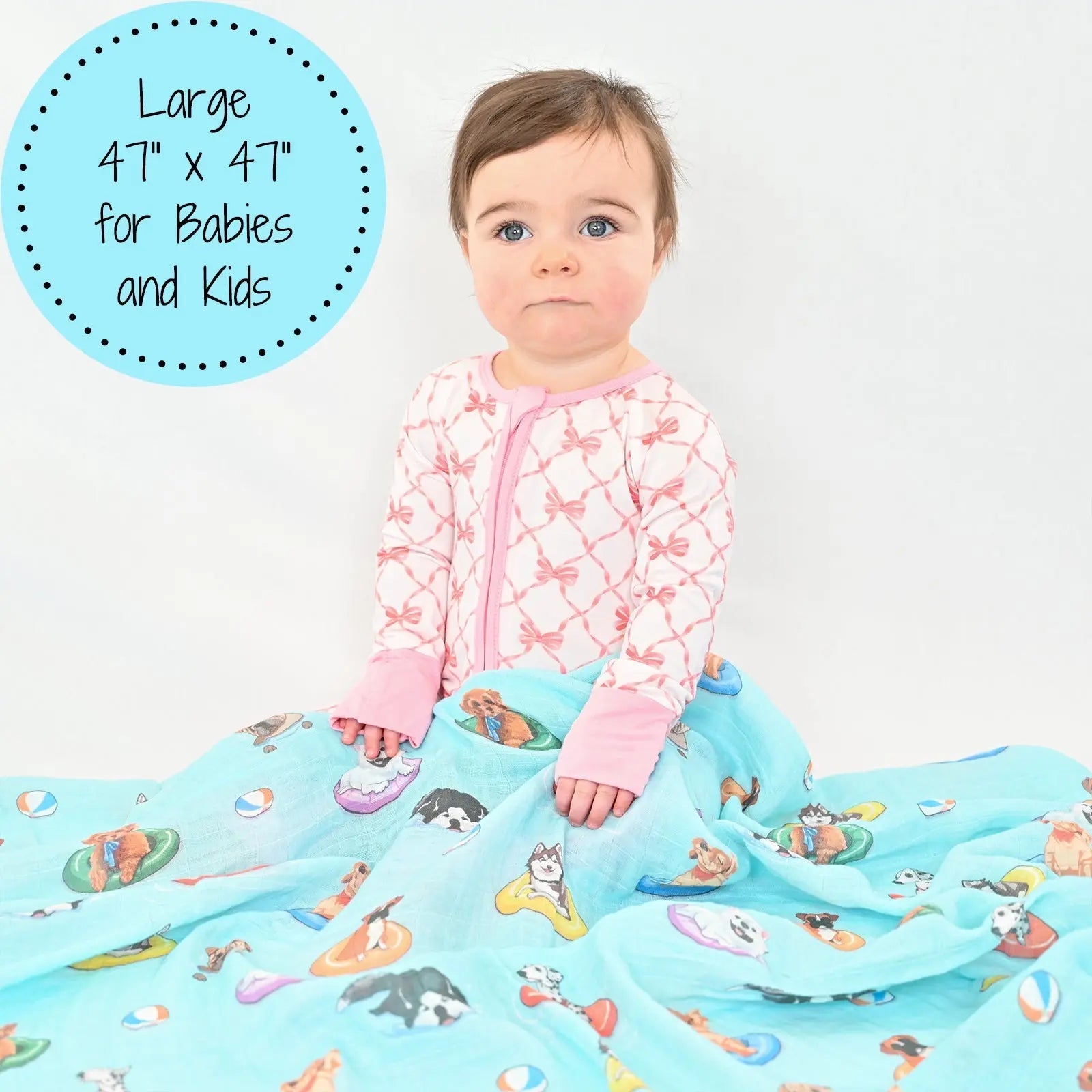 LollyBanks LollyBanks Muslin Baby Blanket, 100% Cotton Lightweight Baby Quilt, 47"x 47" and 6 Layers Newborn Blanket, (Swimming Dog Print) - 