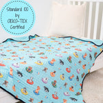 LollyBanks LollyBanks Muslin Baby Blanket, 100% Cotton Lightweight Baby Quilt, 47"x 47" and 6 Layers Newborn Blanket, (Swimming Dog Print) - 