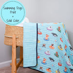 LollyBanks LollyBanks Muslin Baby Blanket, 100% Cotton Lightweight Baby Quilt, 47"x 47" and 6 Layers Newborn Blanket, (Swimming Dog Print) - 