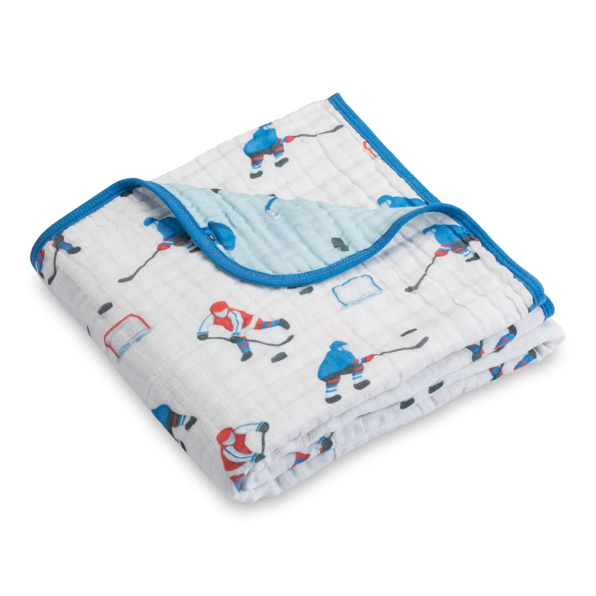 LollyBanks LollyBanks Muslin Baby Blanket, 100% Cotton Lightweight Baby Quilt, 47"x 47" and 6 Layers Newborn Blanket, (Ice Hockey Print) - 