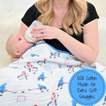 LollyBanks LollyBanks Muslin Baby Blanket, 100% Cotton Lightweight Baby Quilt, 47"x 47" and 6 Layers Newborn Blanket, (Ice Hockey Print) - 