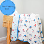 LollyBanks LollyBanks Muslin Baby Blanket, 100% Cotton Lightweight Baby Quilt, 47"x 47" and 6 Layers Newborn Blanket, (Ice Hockey Print) - 