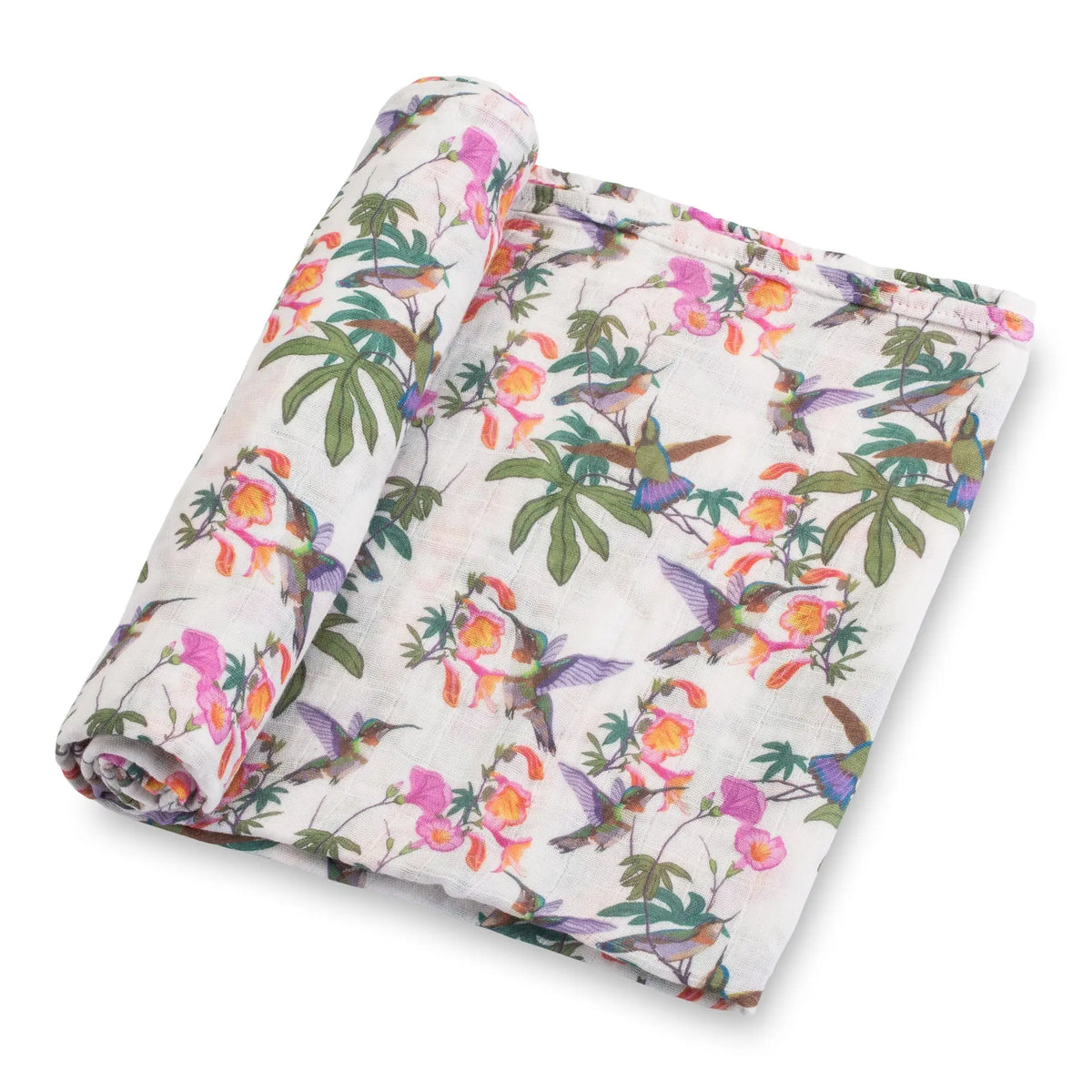 LollyBanks LollyBanks Muslin Swaddle Blankets, 100% Cotton Baby Blanket, 47"x 47" Newborn Swaddle Blanket, (Hummingbird Pattern) - 