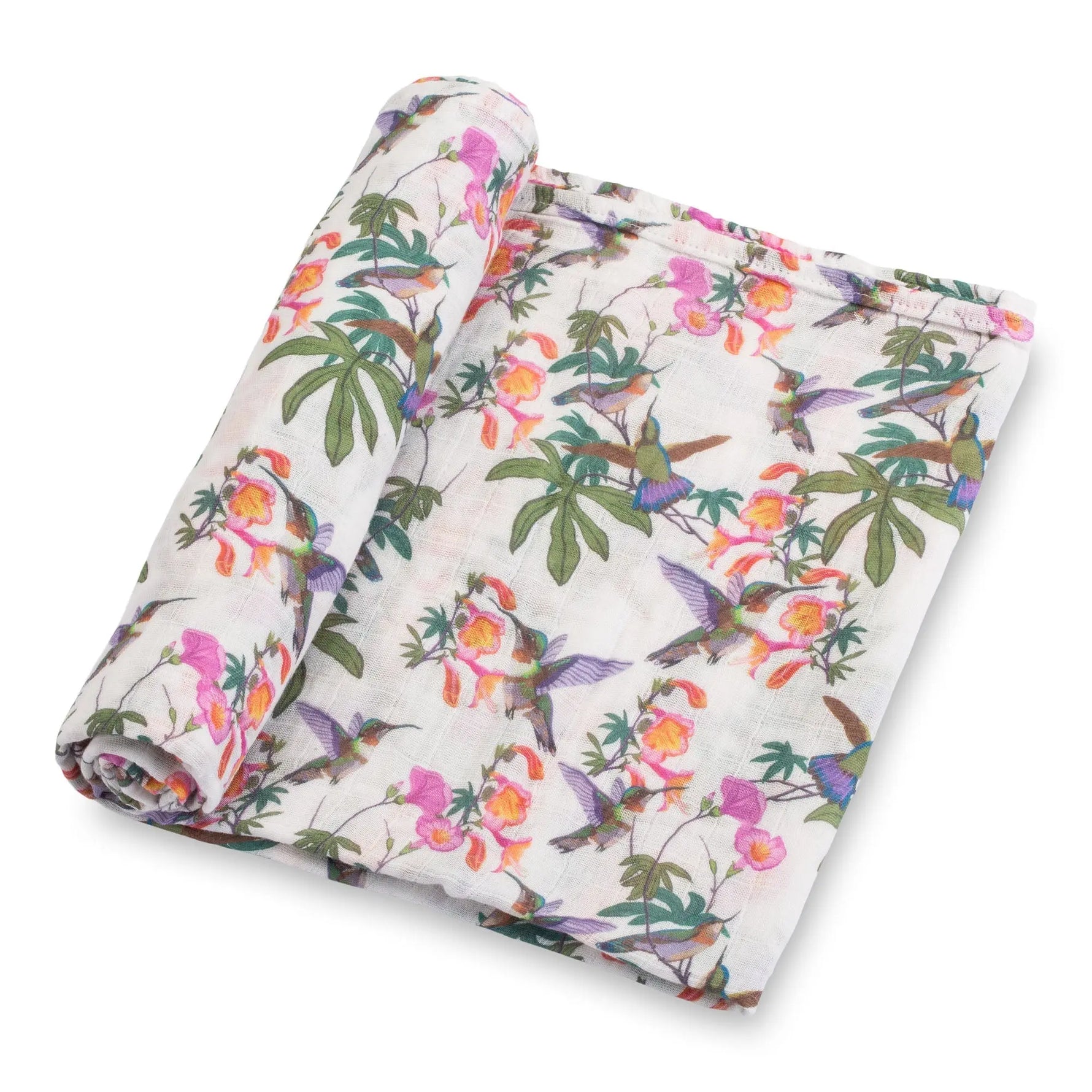 LollyBanks LollyBanks Muslin Swaddle Blankets, 100% Cotton Baby Blanket, 47"x 47" Newborn Swaddle Blanket, (Hummingbird Pattern) - 