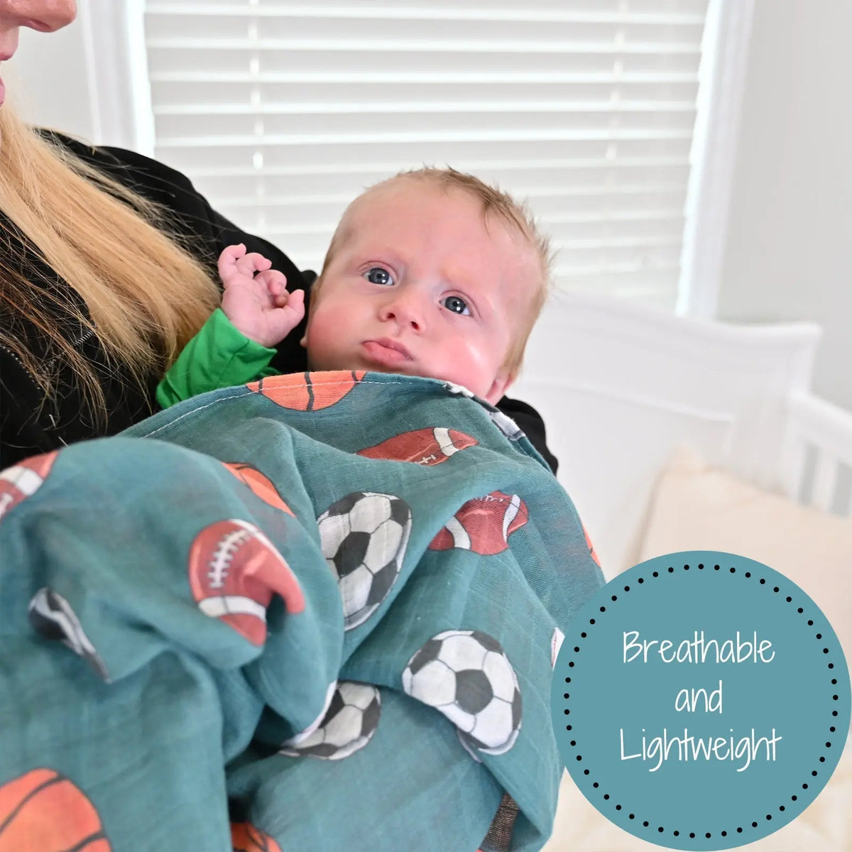 LollyBanks LollyBanks Muslin Swaddle Blankets, 100% Cotton Baby Blanket, 47"x 47" Newborn Swaddle Blanket, (Sports Theme) - 