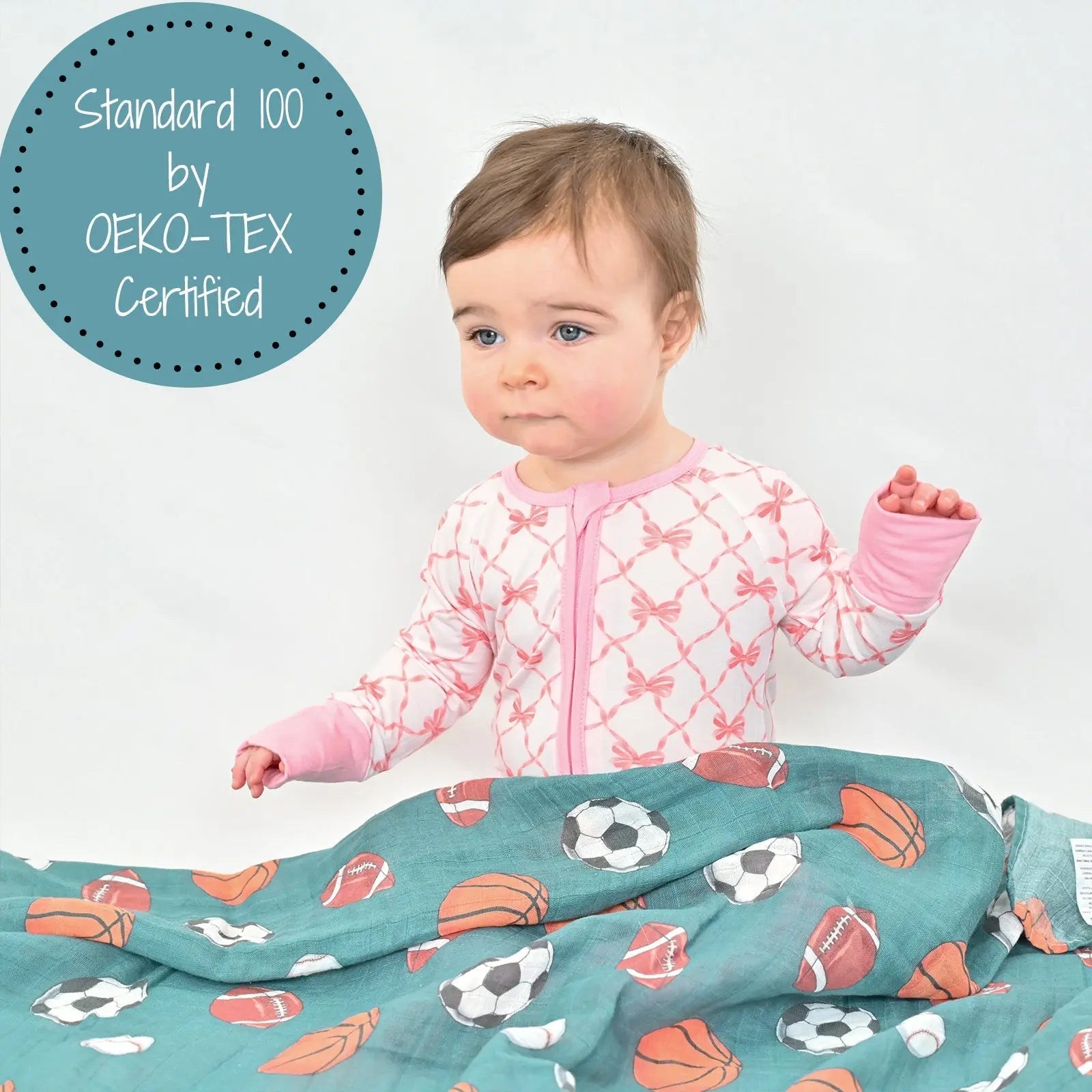 LollyBanks LollyBanks Muslin Swaddle Blankets, 100% Cotton Baby Blanket, 47"x 47" Newborn Swaddle Blanket, (Sports Theme) - 