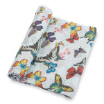 LollyBanks LollyBanks Muslin Swaddle Blankets, 100% Cotton Baby Blanket, 47"x 47" Newborn Swaddle Blanket, (Butterfly Print) - 
