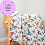 LollyBanks LollyBanks Muslin Swaddle Blankets, 100% Cotton Baby Blanket, 47"x 47" Newborn Swaddle Blanket, (Butterfly Print) - 