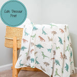 LollyBanks LollyBanks Muslin Swaddle Blankets, 100% Cotton Baby Blanket, 47"x 47" Newborn Swaddle Blanket, (Dinosaur Print) - 