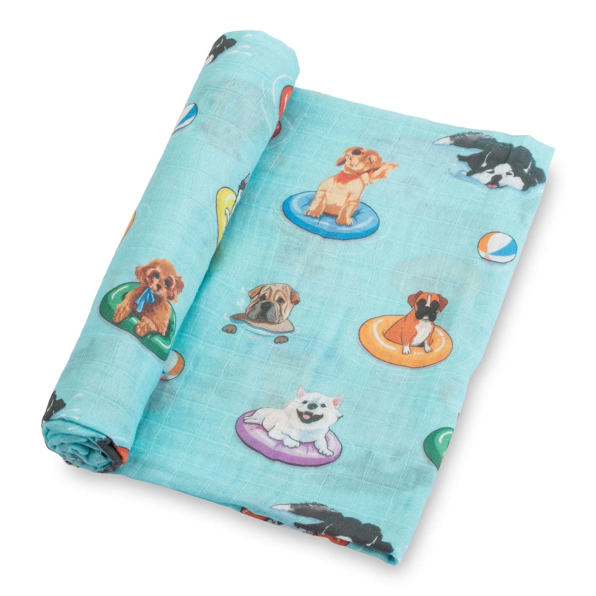 LollyBanks LollyBanks Muslin Swaddle Blankets, 100% Cotton Baby Blanket, 47"x 47" Newborn Swaddle Blanket, (Swimming Dogs) - 