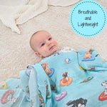 LollyBanks LollyBanks Muslin Swaddle Blankets, 100% Cotton Baby Blanket, 47"x 47" Newborn Swaddle Blanket, (Swimming Dogs) - 