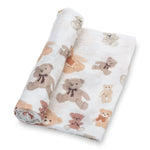 LollyBanks LollyBanks Muslin Swaddle Blankets, 100% Cotton Baby Blanket, 47"x 47" Newborn Swaddle Blanket, (Teddy Bear Print) - 