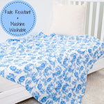 LollyBanks LollyBanks Muslin Swaddle Blankets, 100% Cotton Baby Blanket, 47"x 47" Newborn Swaddle Blanket, (Blue Peony Print) - 