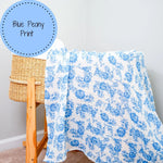 LollyBanks LollyBanks Muslin Swaddle Blankets, 100% Cotton Baby Blanket, 47"x 47" Newborn Swaddle Blanket, (Blue Peony Print) - 