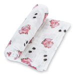 LollyBanks Oink Oink Farm Pig Baby Muslin Swaddle Blanket - 