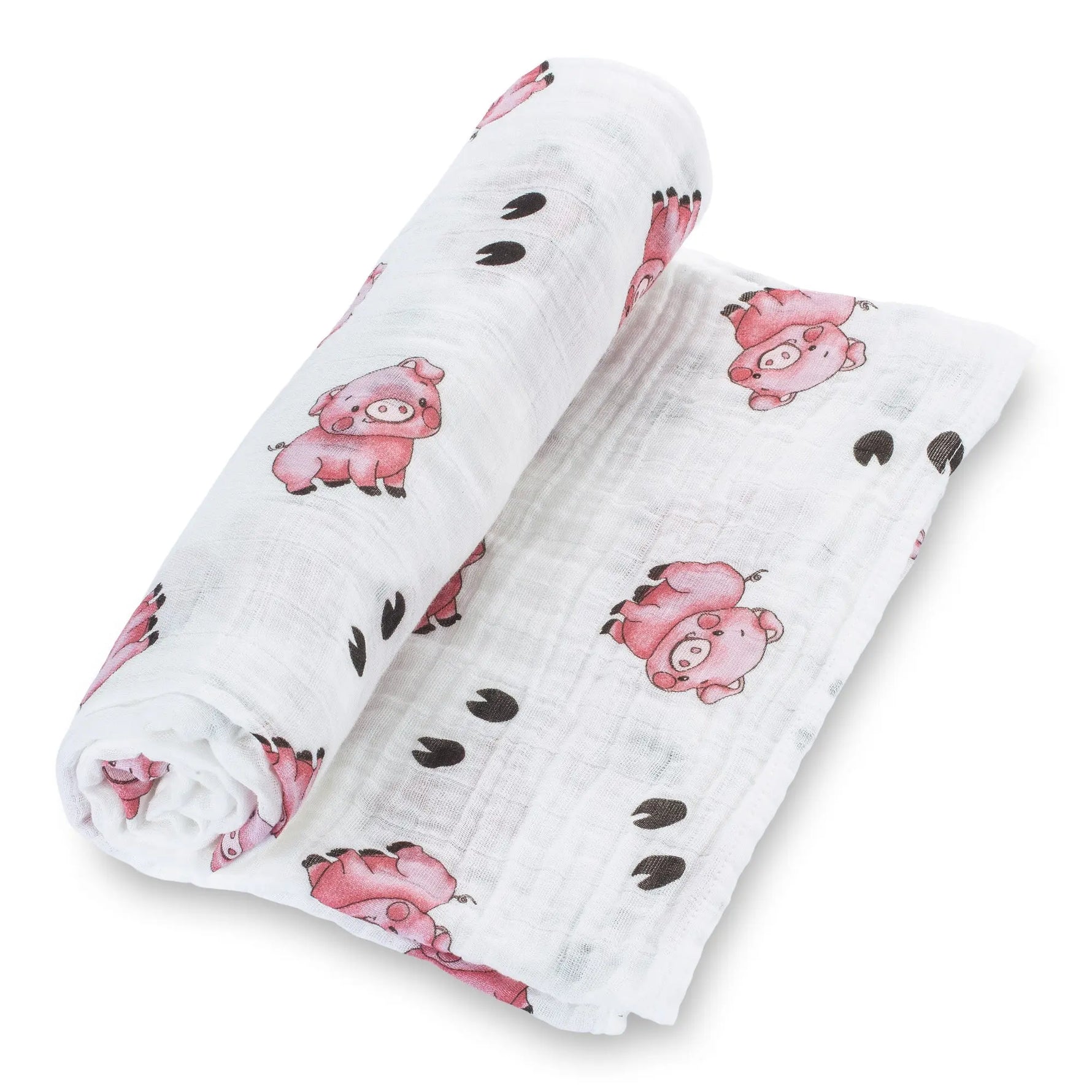 LollyBanks Oink Oink Farm Pig Baby Muslin Swaddle Blanket - 