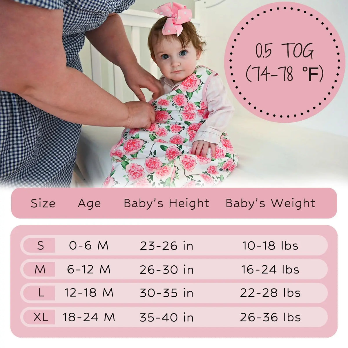 LollyBanks Live Life in Full Bloom Baby Sleep Sack, 100% Organic Cotton - 