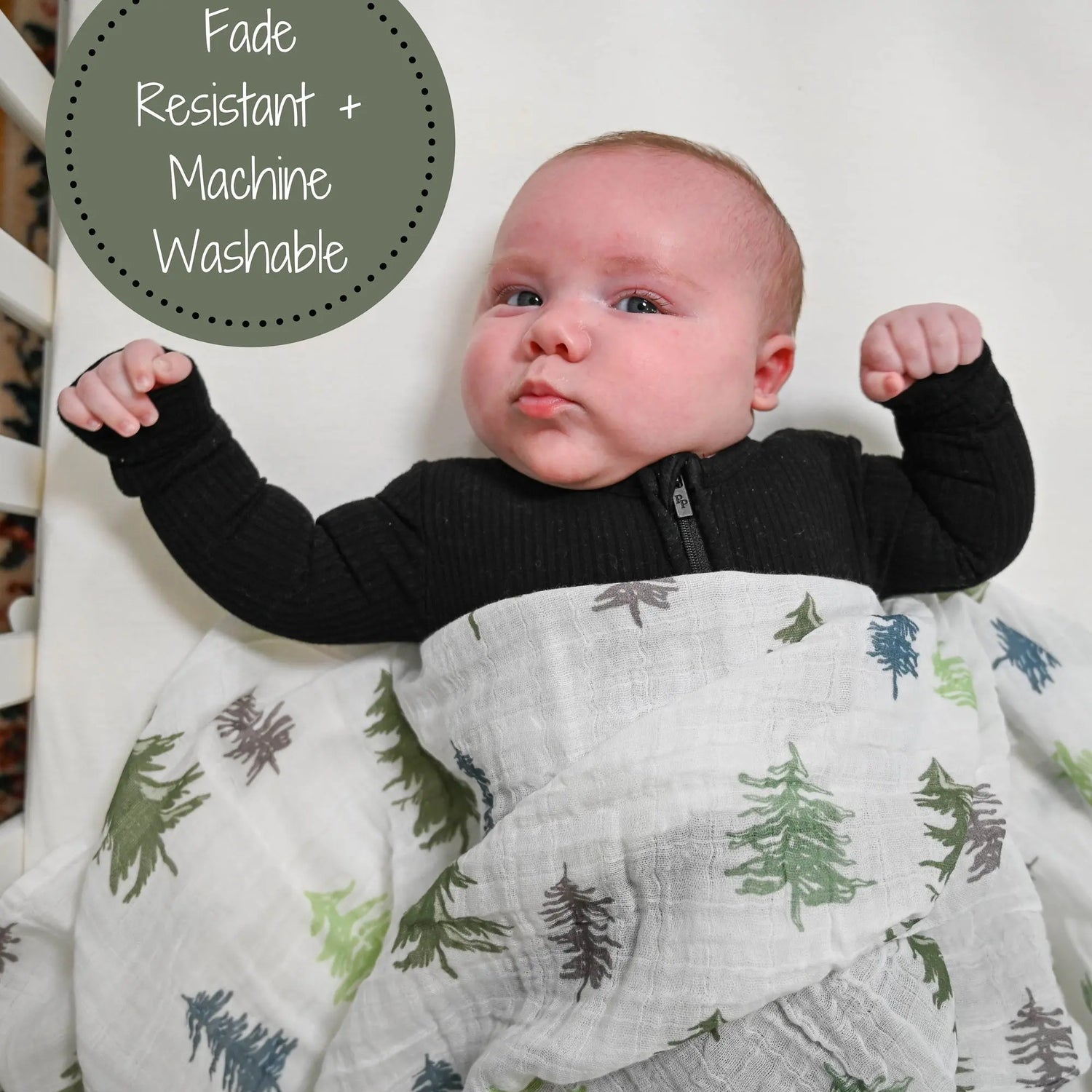 LollyBanks Pine Tree Baby Muslin Swaddle Blanket - 