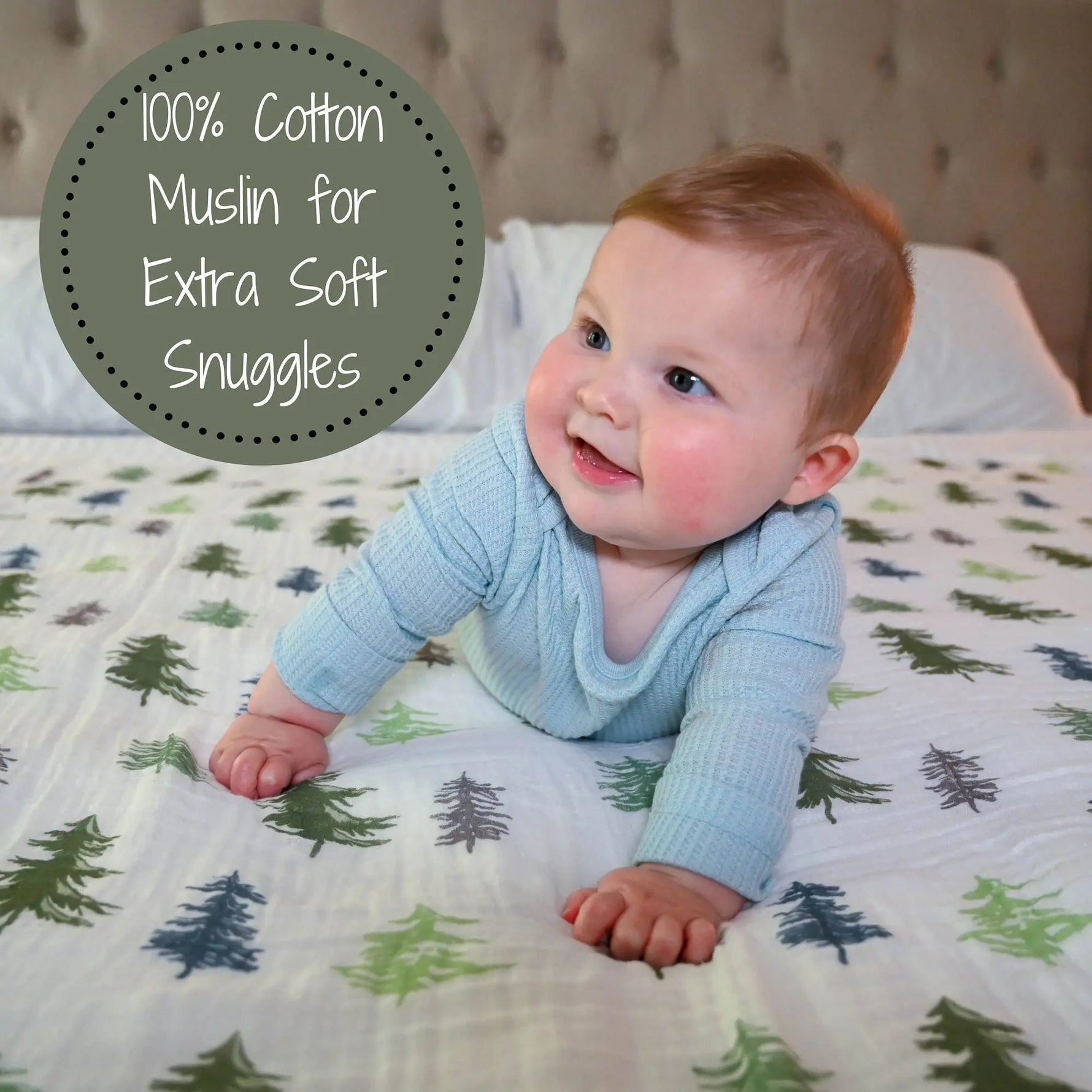 LollyBanks Pine Tree Baby Muslin Swaddle Blanket - 