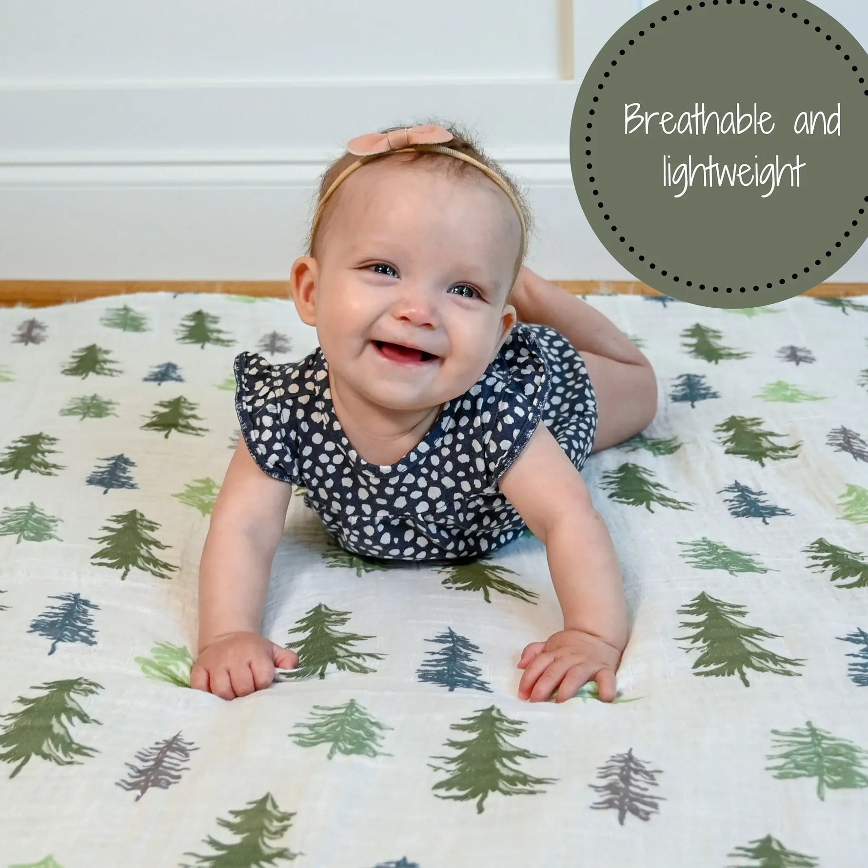 LollyBanks Pine Tree Baby Muslin Swaddle Blanket - 
