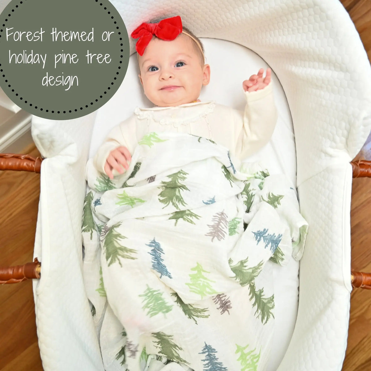 LollyBanks Pine Tree Baby Muslin Swaddle Blanket - 