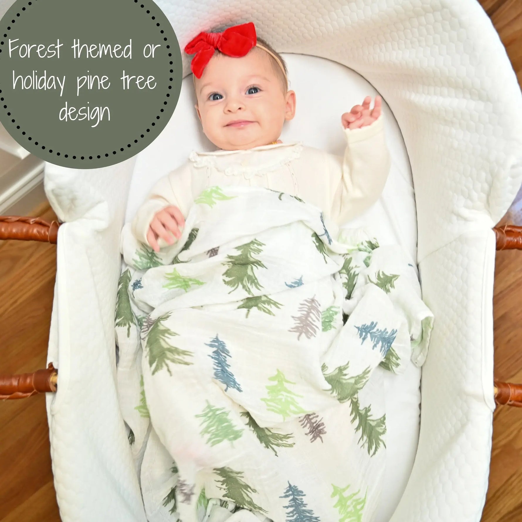 LollyBanks Pine Tree Baby Muslin Swaddle Blanket - 