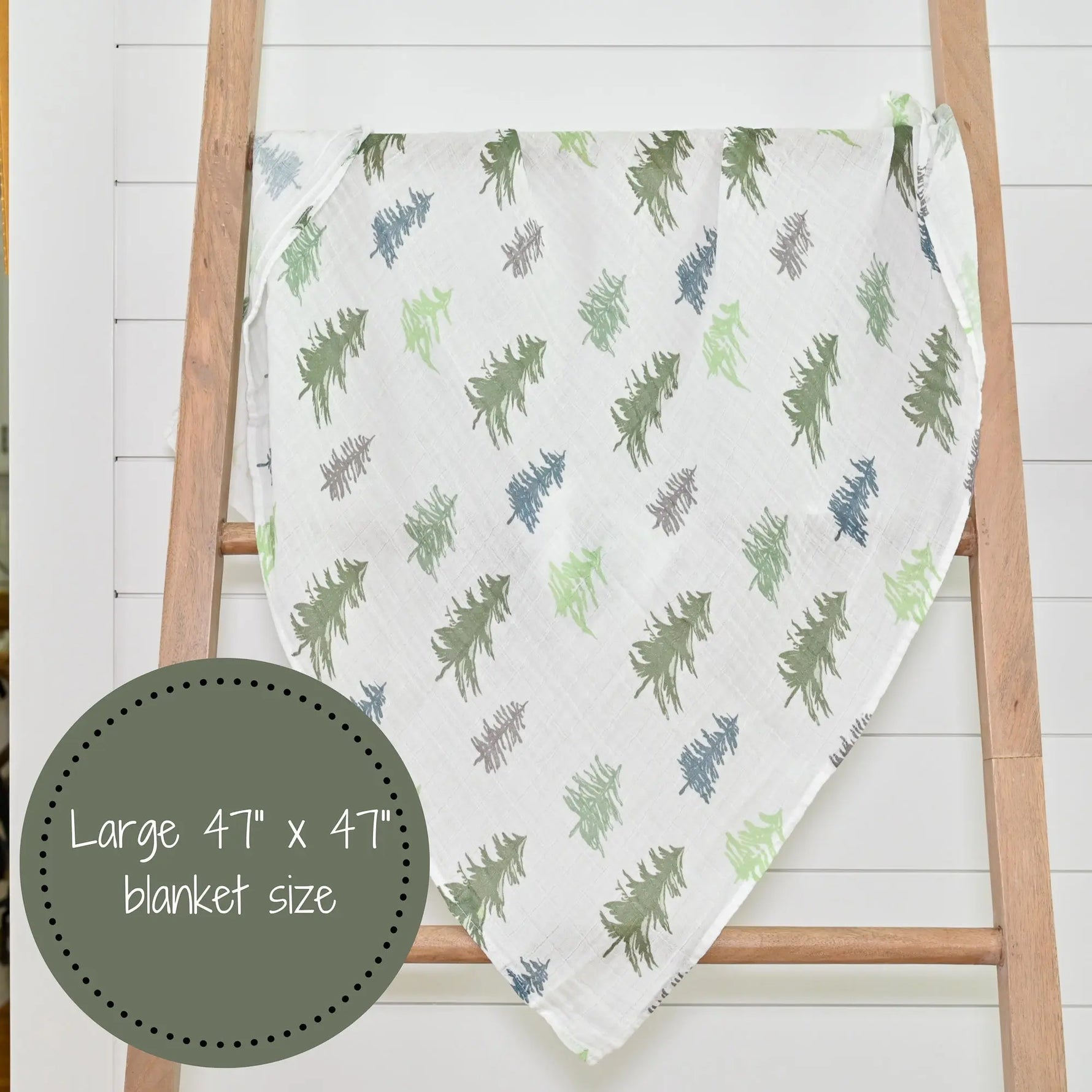 LollyBanks Pine Tree Baby Muslin Swaddle Blanket - 