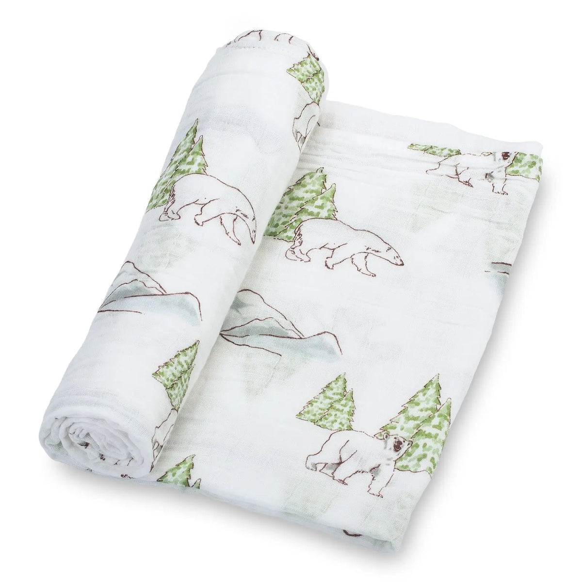 LollyBanks Chill Out Polar Bear Baby Muslin Swaddle Blanket - 