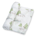 LollyBanks Chill Out Polar Bear Baby Muslin Swaddle Blanket - 
