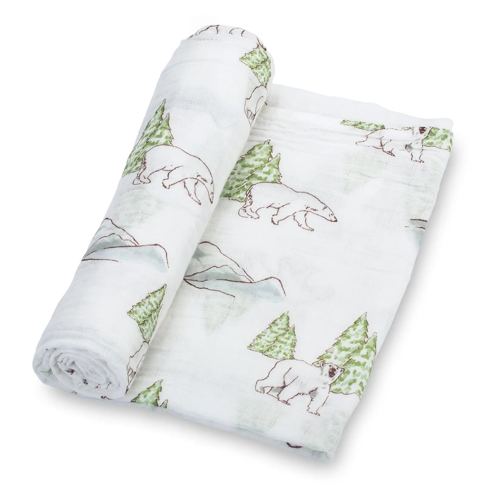 LollyBanks Chill Out Polar Bear Baby Muslin Swaddle Blanket - 
