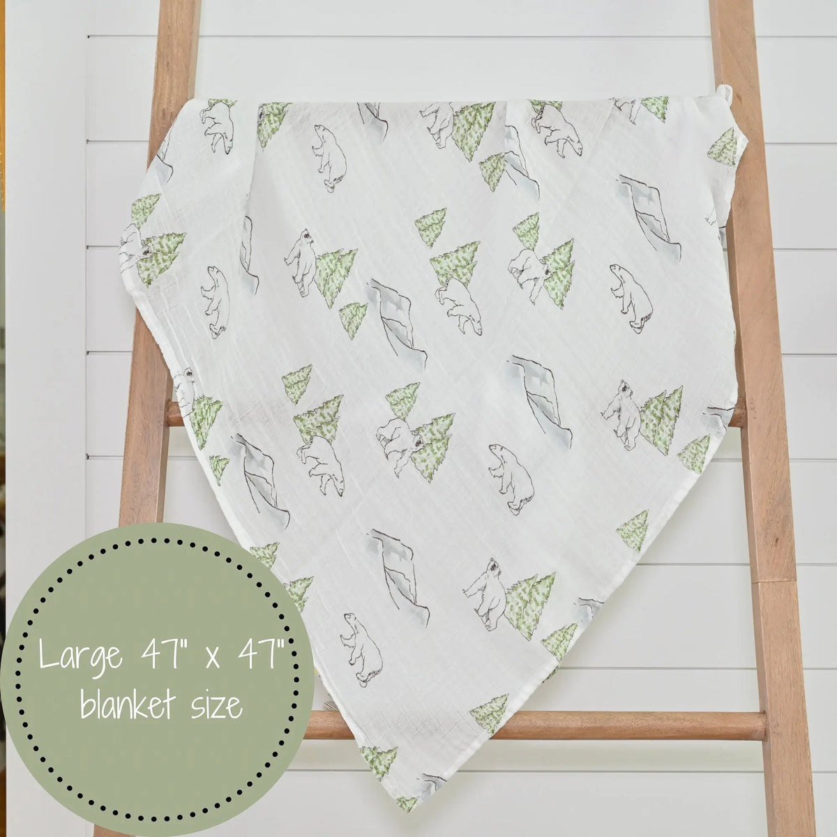 LollyBanks Chill Out Polar Bear Baby Muslin Swaddle Blanket - 