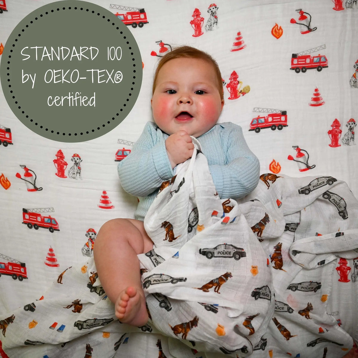 LollyBanks Policeman Baby Muslin Swaddle Blanket - 