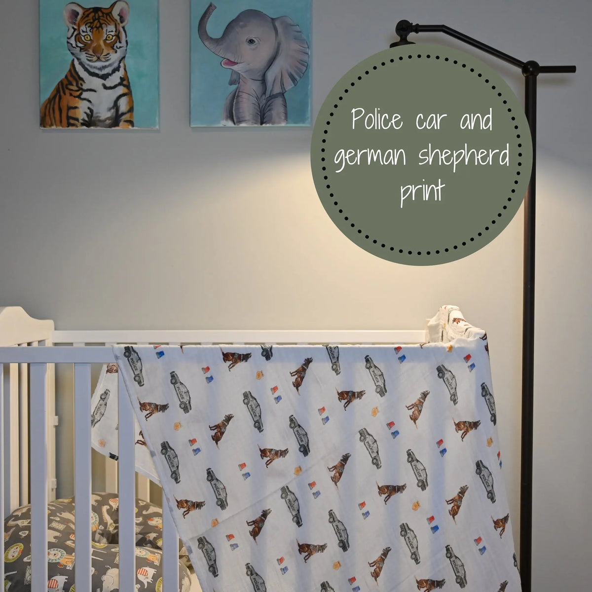 LollyBanks Policeman Baby Muslin Swaddle Blanket - 