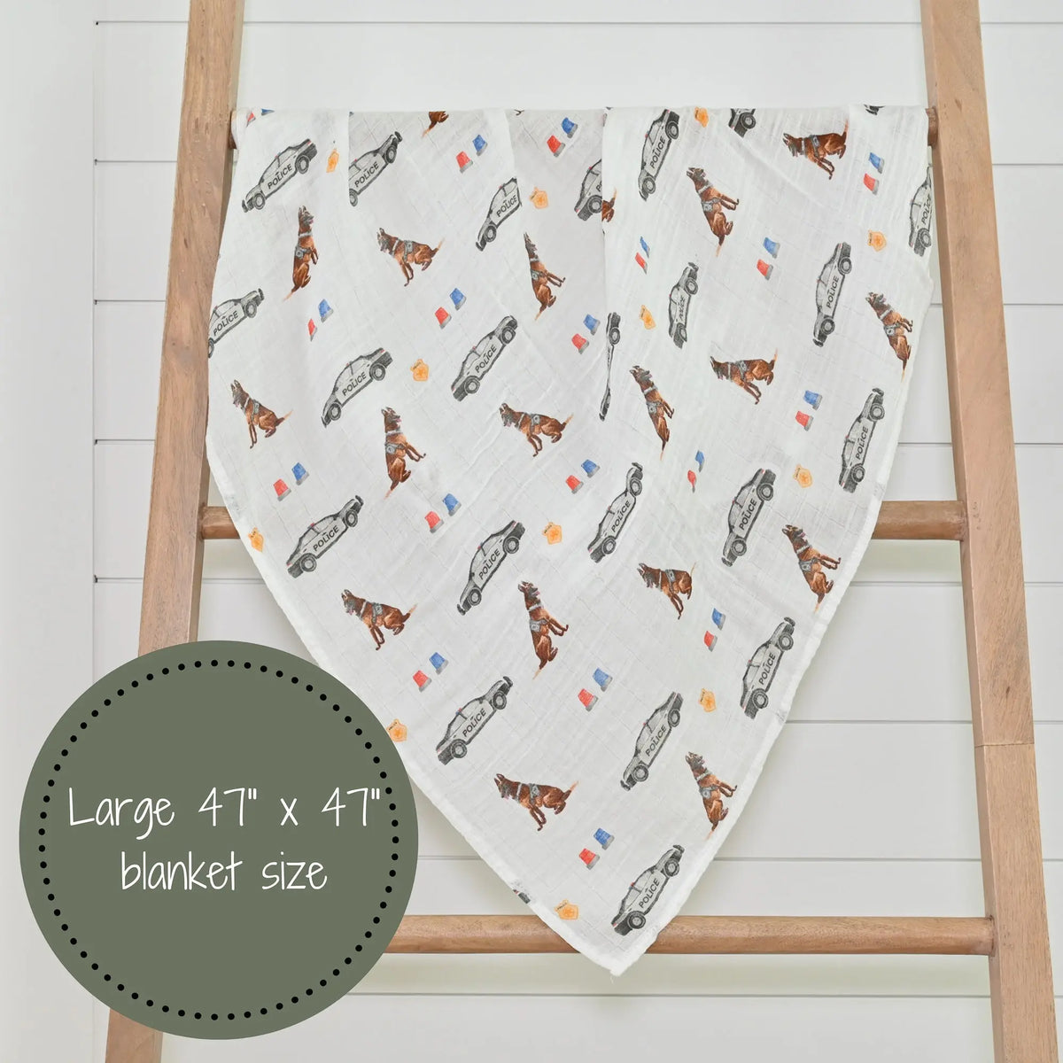 LollyBanks Policeman Baby Muslin Swaddle Blanket - 
