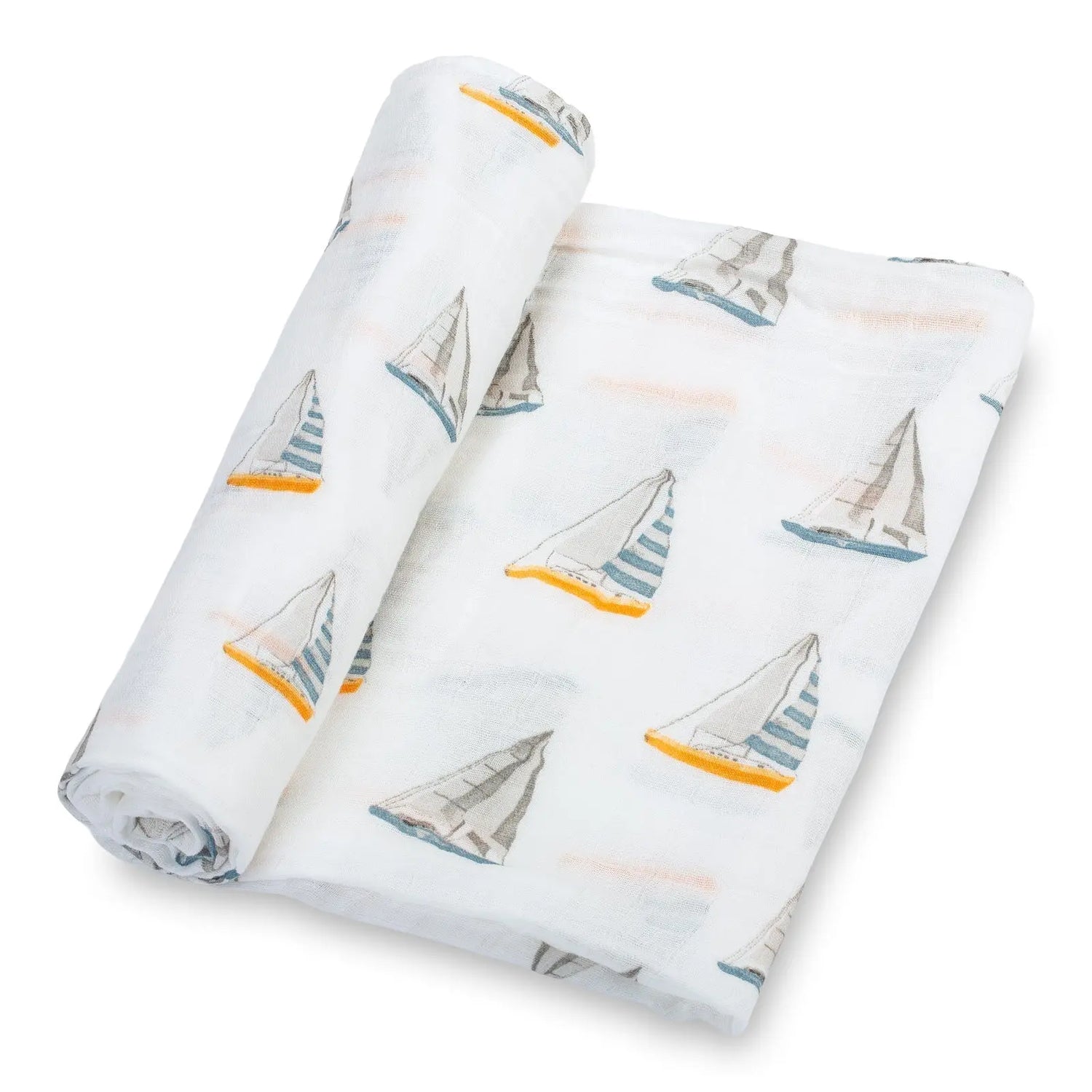 LollyBanks Sailing Away Baby Muslin Swaddle Blanket - 