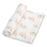 LollyBanks Somewhere Over The Rainbow Baby Muslin Swaddle Blanket - 