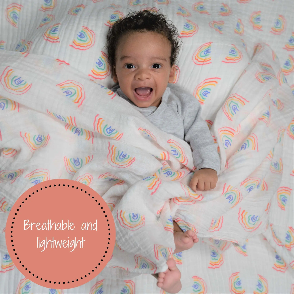 LollyBanks Somewhere Over The Rainbow Baby Muslin Swaddle Blanket - 