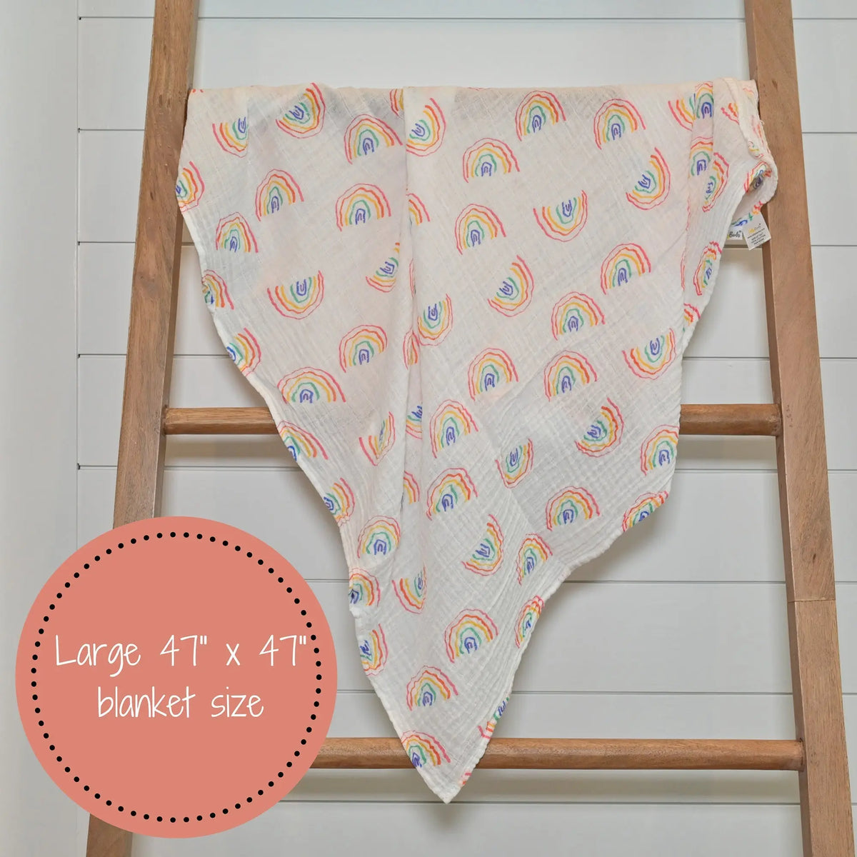 LollyBanks Somewhere Over The Rainbow Baby Muslin Swaddle Blanket - 