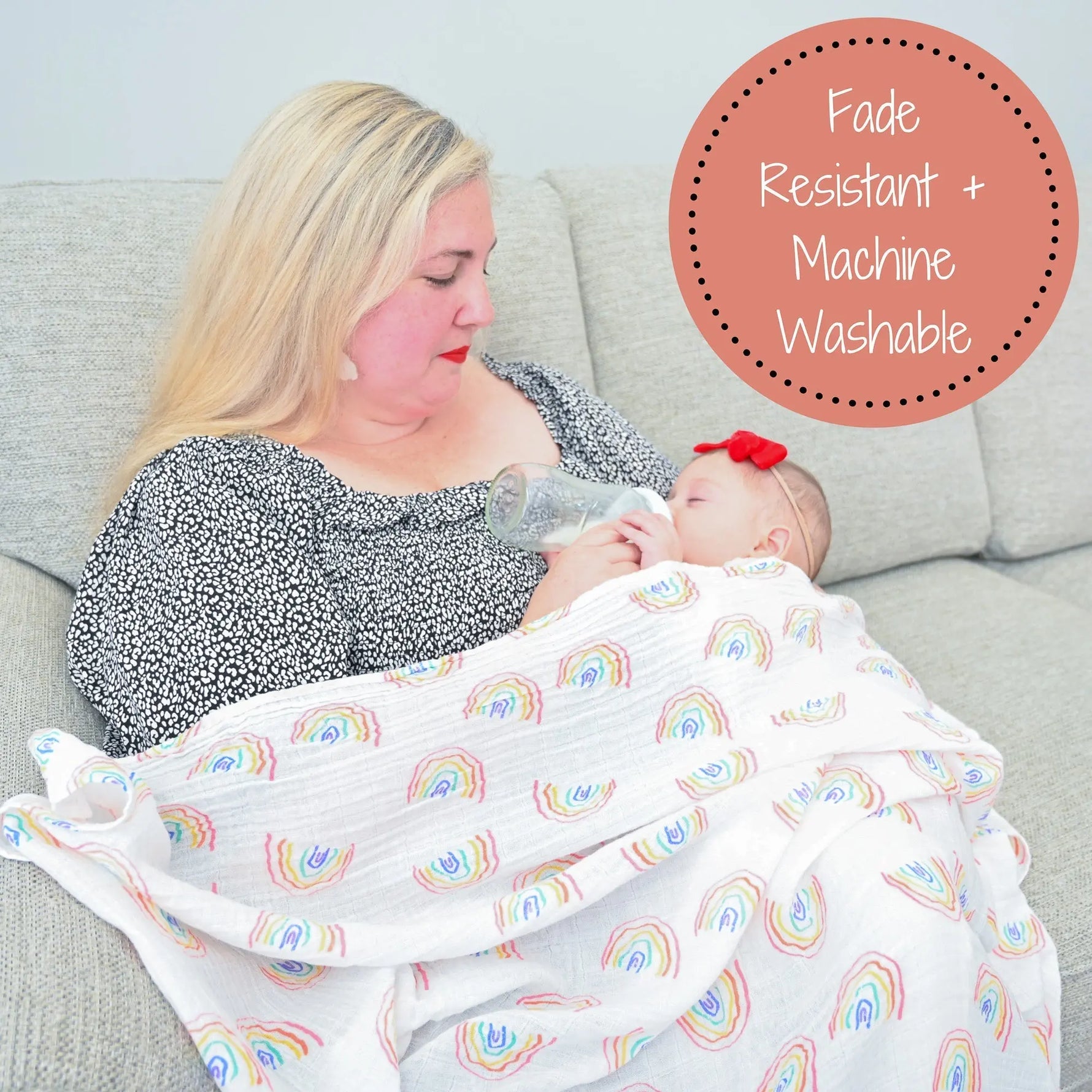 LollyBanks Somewhere Over The Rainbow Baby Muslin Swaddle Blanket - 