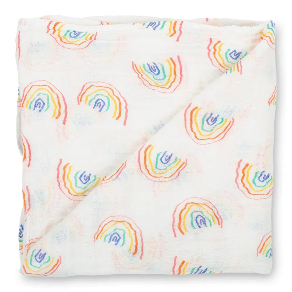 LollyBanks Somewhere Over The Rainbow Baby Muslin Swaddle Blanket - 