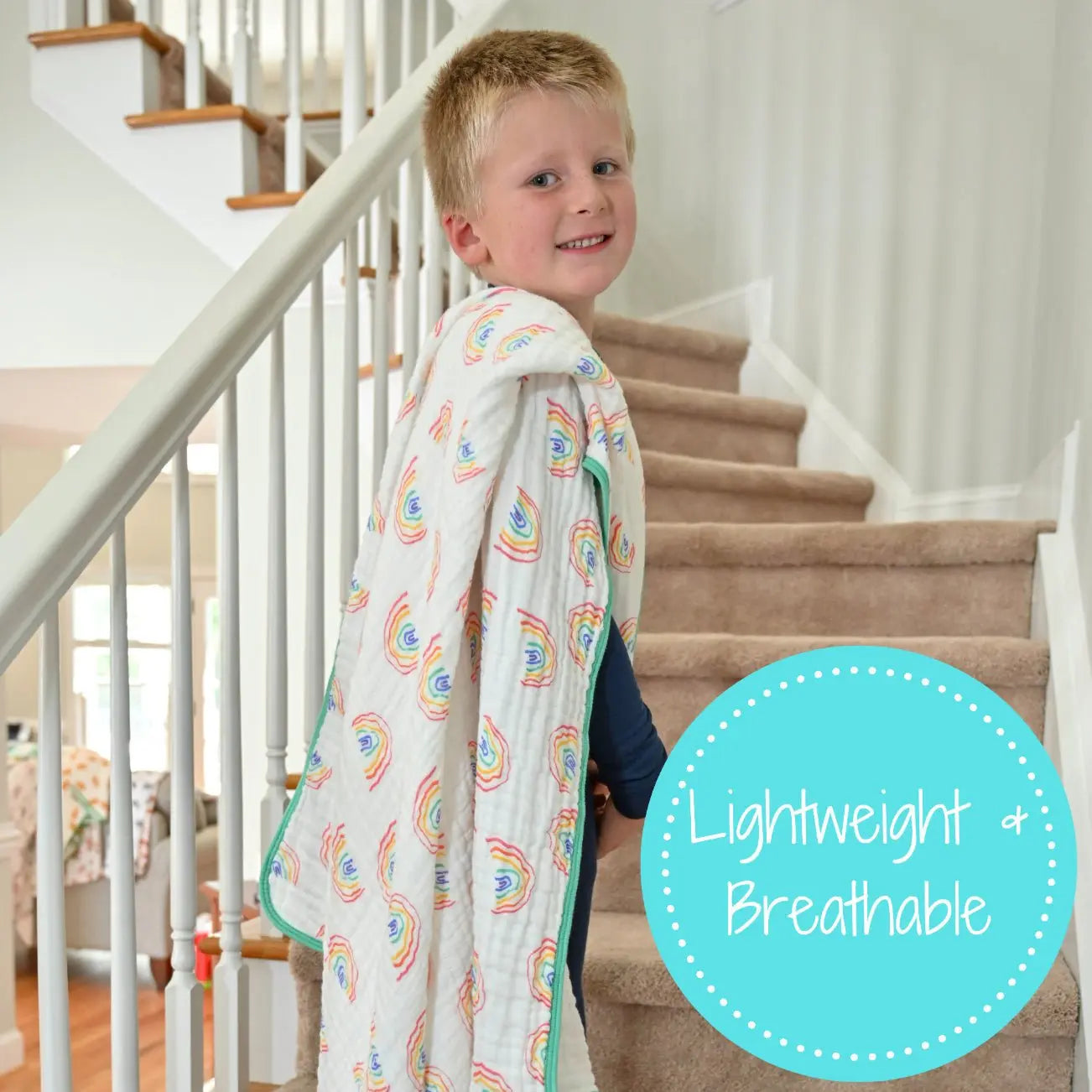 LollyBanks Somewhere Over The Rainbow Muslin Quilt - 