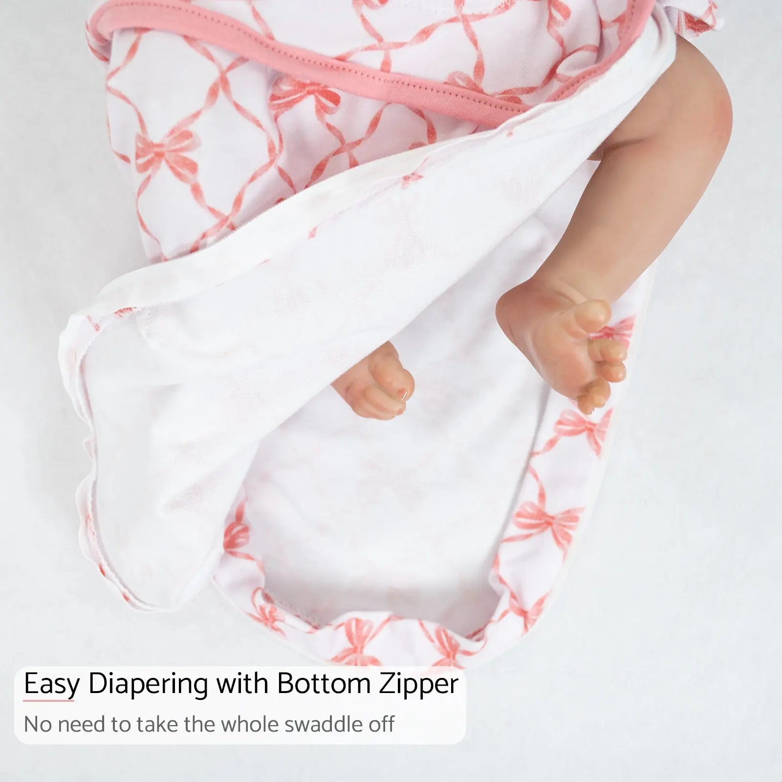 LollyBanks Beautiful Bows Baby Sleep Swaddle 100% Organic Cotton - 