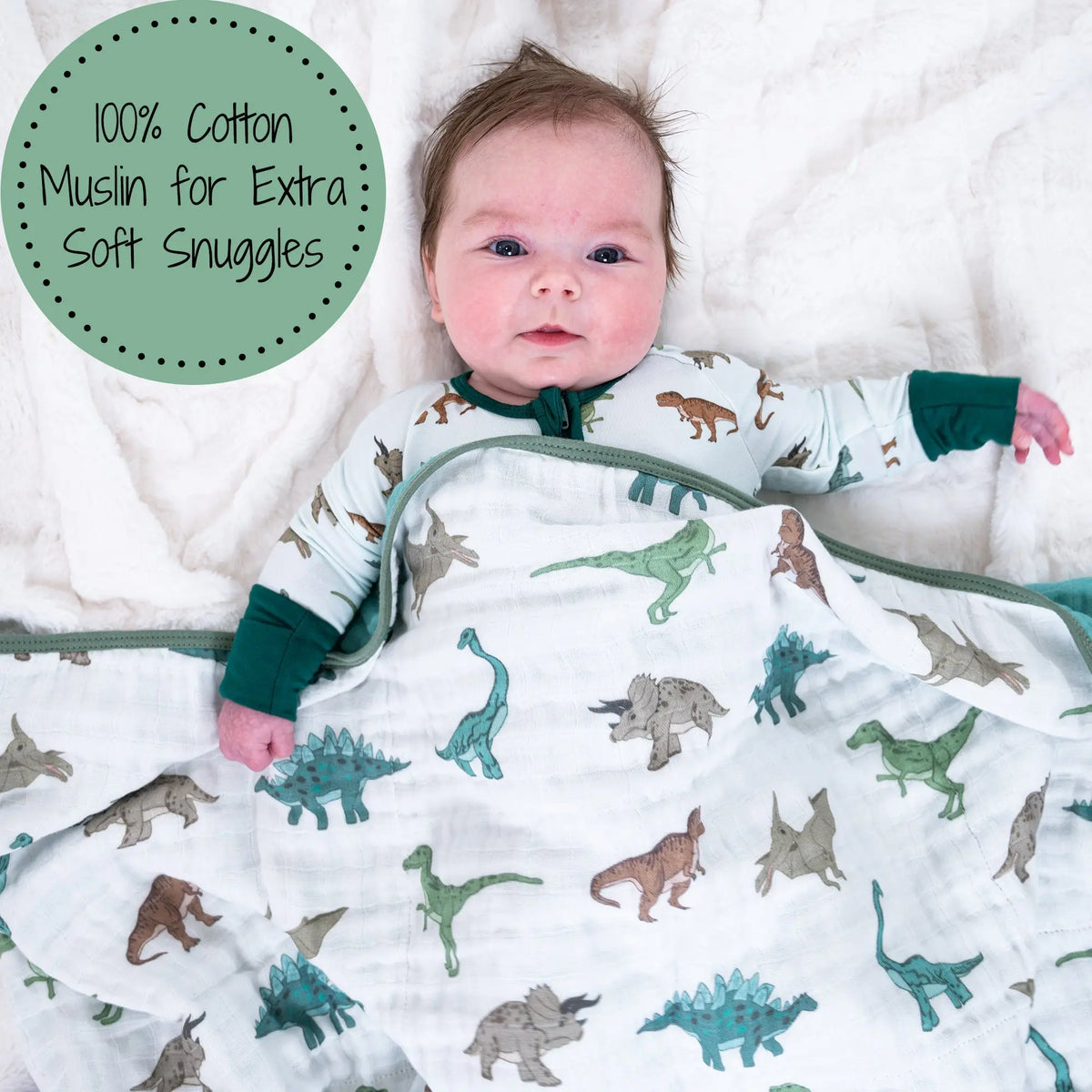 LollyBanks Have A T - rexcellent Day Muslin Baby Blanket - 