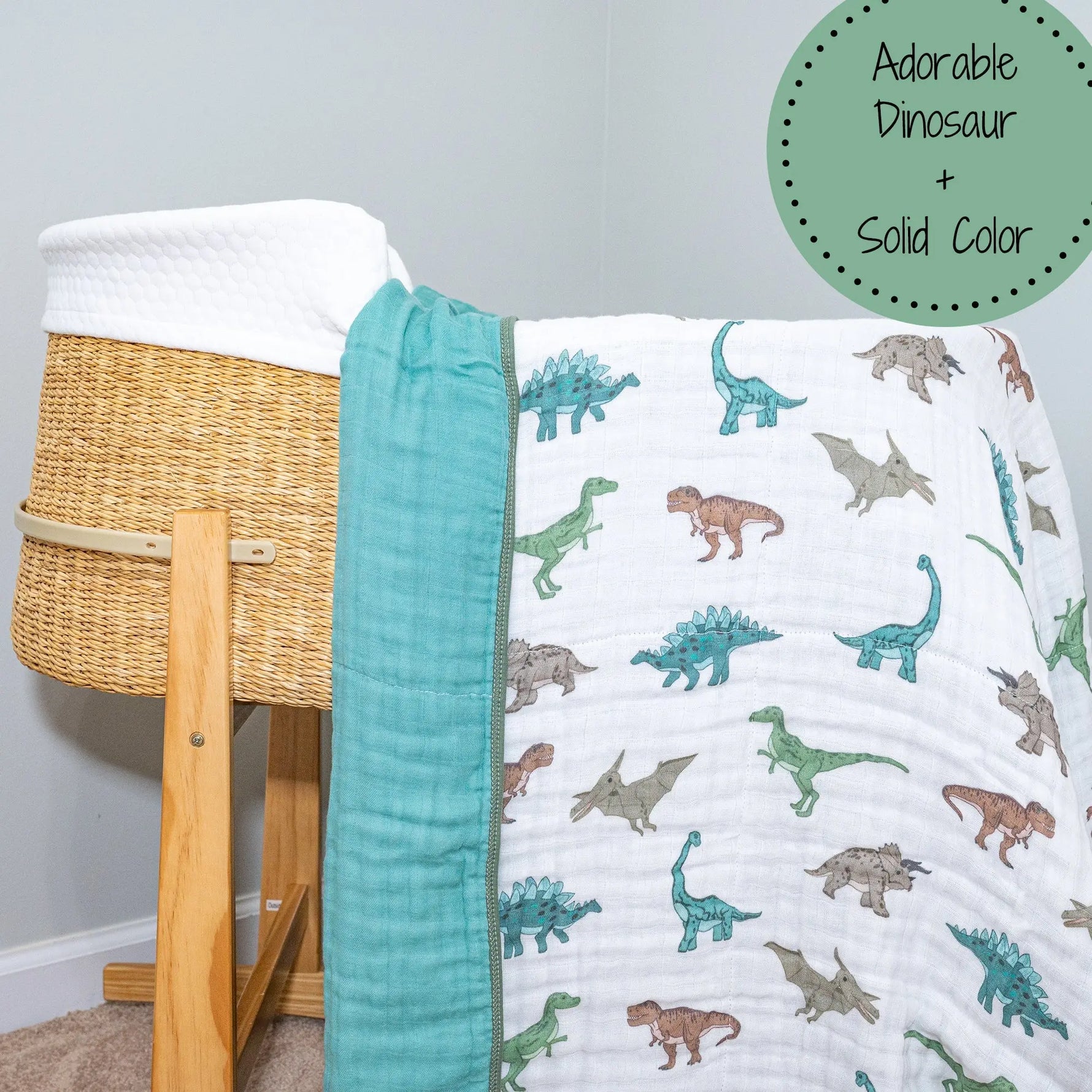 LollyBanks Have A T - rexcellent Day Muslin Baby Blanket - 