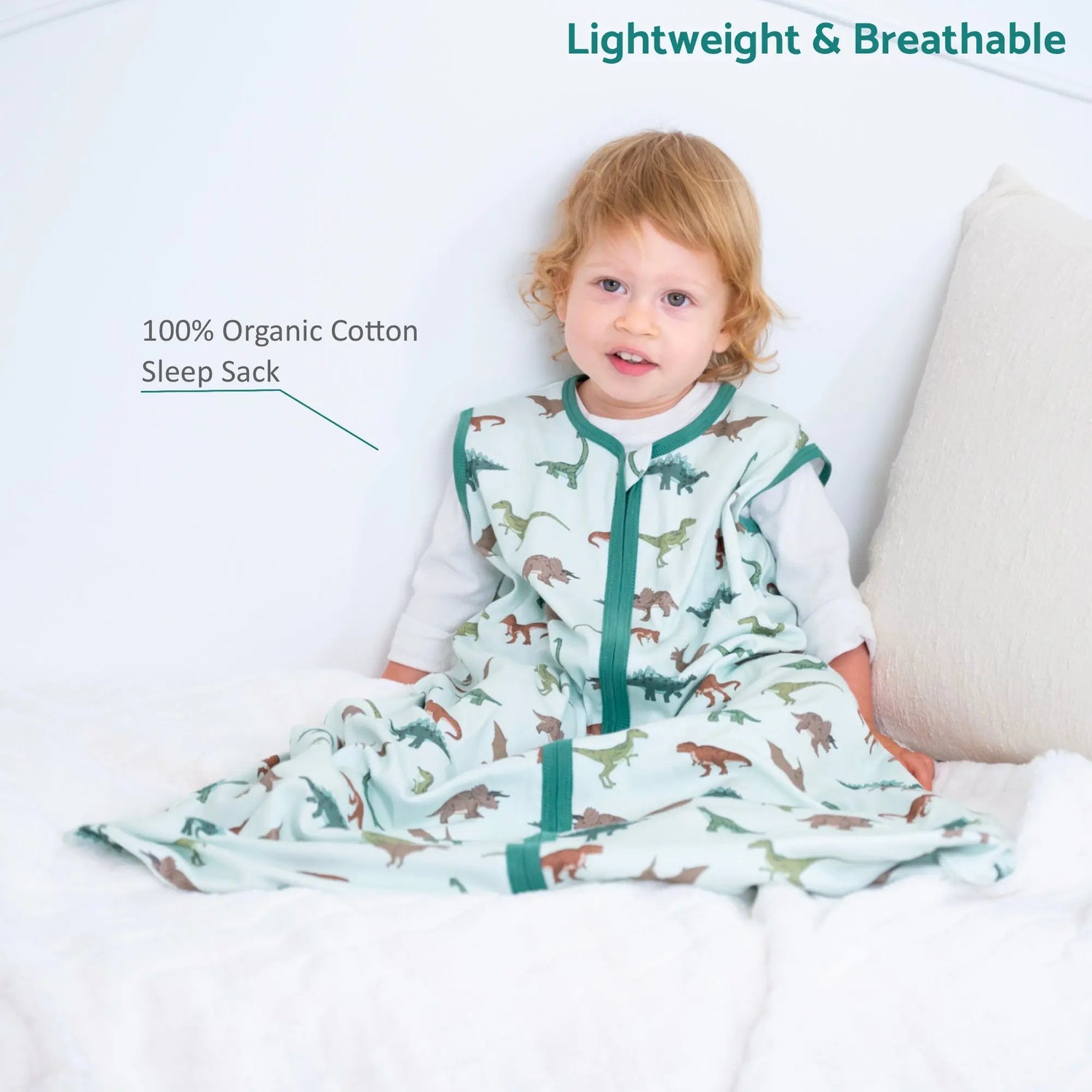 LollyBanks Have A T - rexcellent Day Baby Sleep Sack, 100% Organic Cotton - 