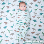 LollyBanks Have A T - rexcellent Day Baby Sleep Swaddle 100% Organic Cotton - 