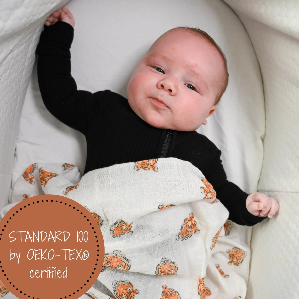 LollyBanks Tiger Baby Muslin Swaddle Blanket - 