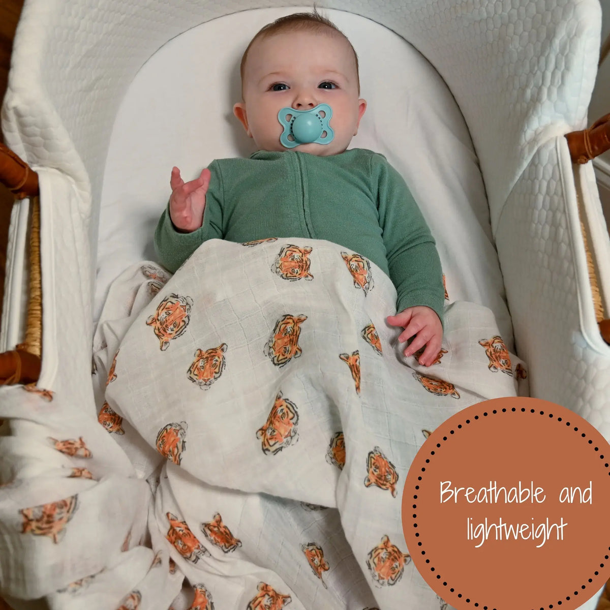 LollyBanks Tiger Baby Muslin Swaddle Blanket - 